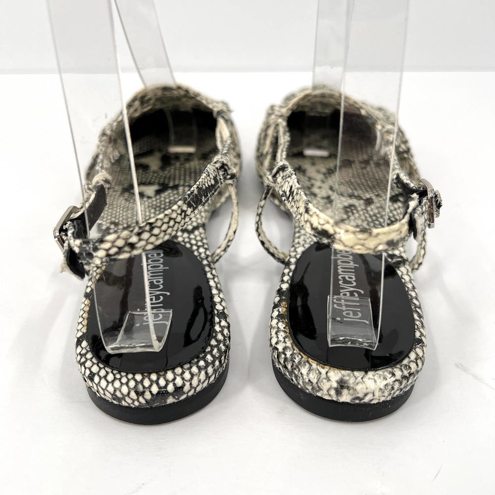 JEFFREY CAMPBELL Shoes Women 7.5 Black Snake Myron Slingback Flat Pointy Leather - Picture 3 of 10